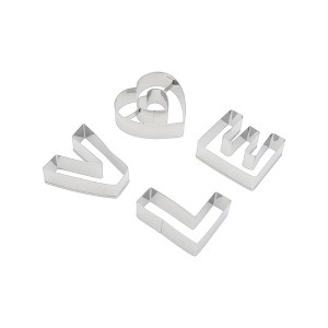 Unique Bargains Cookie Cutters 4 Pcs Valentine's Day Cookie Mould Set Dishwasher Safe Stainless Steel Silver 1Set - 1 of 4