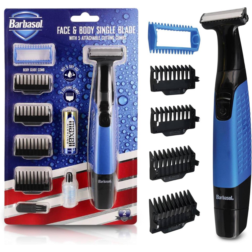 Barbasol Powered Single Stainless-Steel Blade with Body Grooming Comb