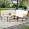 4 Pieces Outdoor Patio Furniture Set with Table, All-Weather Boho Wicker Rattan Patio Sectional L-Shaped Sofa - 3 of 4