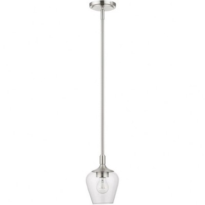 Transitional Brushed Nickel 1-Light Pendant with Clear Glass Shade