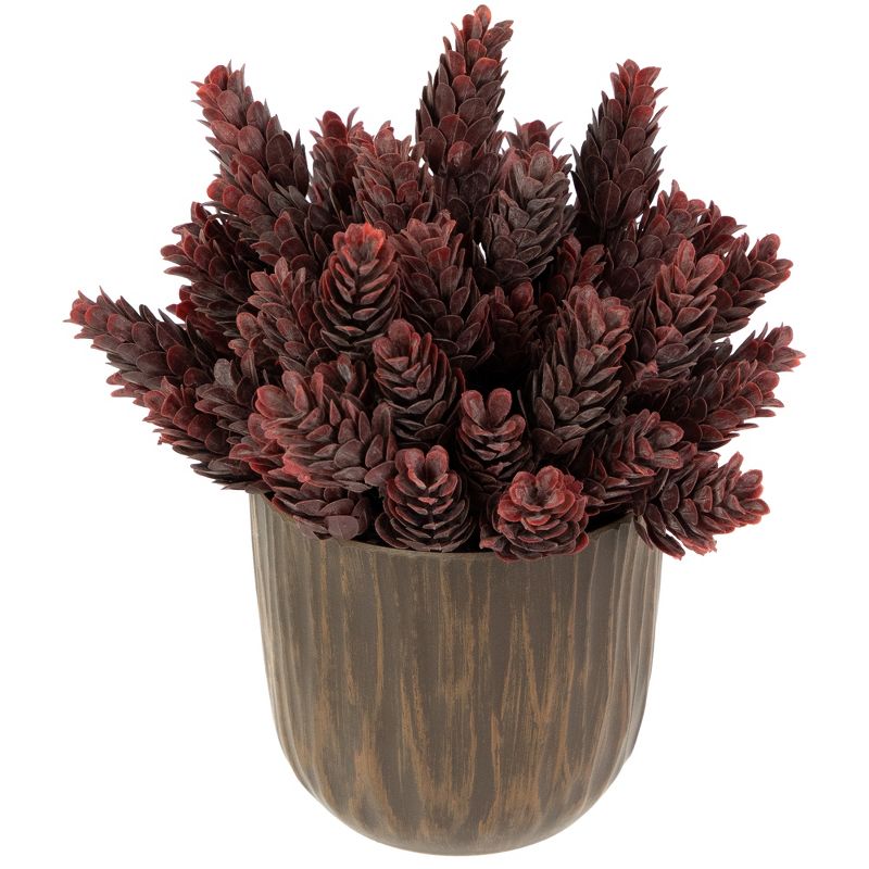 Northlight 8" Burgundy Red Wild Flower Artificial Plant in a Textured Lined Pot, 3 of 7