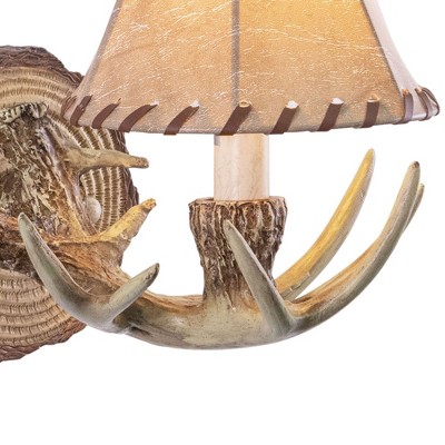 Rustic Brown Faux Leather Antler Wall Sconce