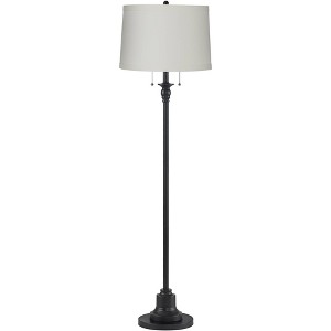 360 Lighting Dyna 58" High Black and Off-White Linen Shade 2-Light Floor Lamp - 1 of 4
