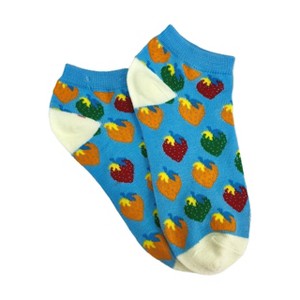 Colorful Strawberry Patterned Ankle Socks  (Women's Sizes, Adult Medium) - 1 of 3