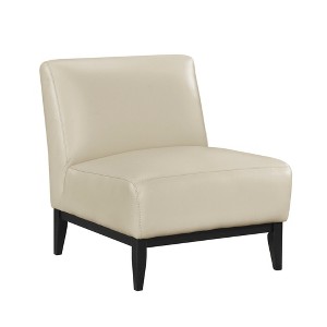 Top Grain Leather Upholstery Solid Wood Accent Chair with Attached Cushions, High-Density Foam Seat and Durable Frame - 1 of 4