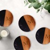 Slickblue Set of 4 Marble & Acacia Coaster, 4" Round/Square, White/Black with Padded Feet, Stylish Gift - 3 of 3