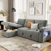 84 Inch Sleeper Sofa Couch, L-Shaped Sofa, Convertible Pull Out Sofa Bed with Storage, Charging Station, Led Lights, Modern Sectional Sofa - 2 of 4