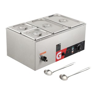 Commercial Food Warmer,1200W Professional Countertop Stainless Steel Buffet Bain Marie with 86-185°F Temp Control - 1 of 4