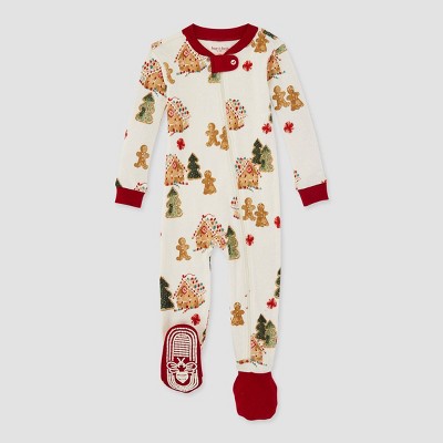 Image of Burt's Bees Baby® Baby Gingerbread Lane Organic Cotton Footed Pajama - Dark Red 0-3M