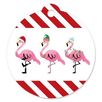 Big Dot of Happiness Flamingle Bells - Tropical Flamingo Christmas Party Favor Gift Tags (Set of 20)