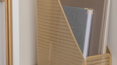 Gold Mesh Metal Single Slot Magazine File Holder