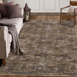 Washable rug. Modern solid-color, non-slip. Non-shedding, low-pile, foldable. Contemporary minimalist. For living/dining/bedrooms - 1 of 4