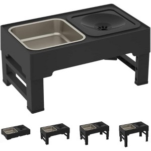 Elevated Dog Bowls, Adjusts to 4 Heights, Adjustable Raised Dog Bowl Stand for Small Puppy and Cats, Slow Feeder - 1 of 4