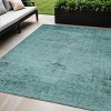 Teal Blue Turquoise And Charcoal Oriental Washable Indoor Outdoor Area Rug - 2 of 4