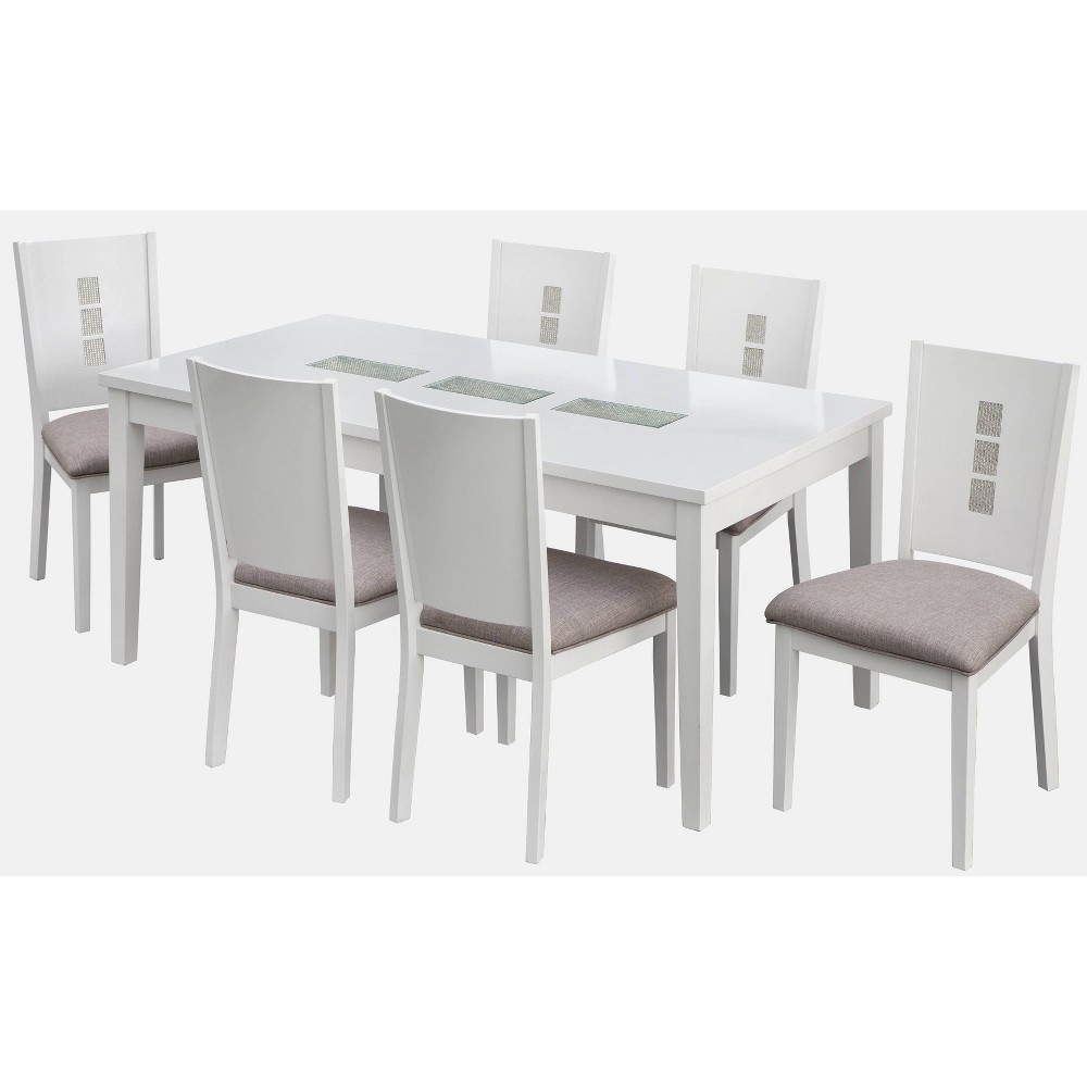 Photos - Dining Table 7pc Diamond Rectangular Dining Set White - Lifestorey