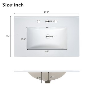 Mshliw 30" Bathroom Vanity with Ceramic Sink, Soft-Close Doors & Drawers, Solid Wood Frame, Modern Storage Cabinet - 1 of 4