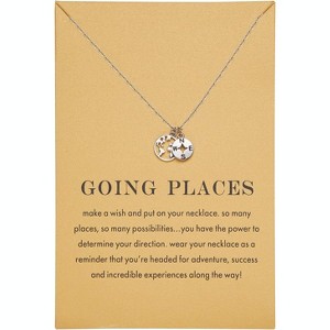 Compass & World Map Pendant Necklace, 18K Gold Plated Graduation Gift - 1 of 4