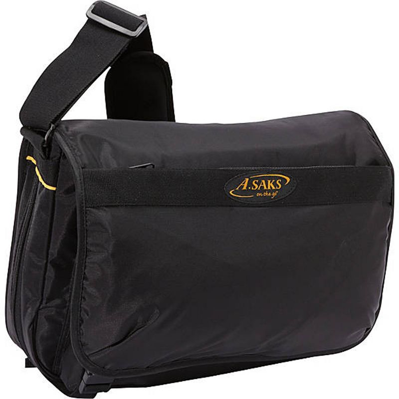 A.Saks Expandable  Messenger Bag, Black, 1 of 10