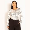 ELOQUII Women's Plus Size Raglan Sleeve Printed Blouse - 3 of 4
