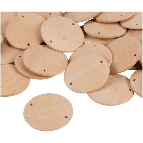 100 Pieces Round Wooden Discs with Holes Birtay Board Tags and 100 Pieces 15K5K6 