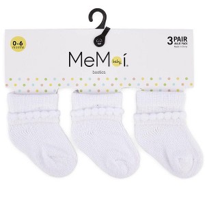 Memoi Baby Bootie Cotton Blend Socks 3 Pack - 1 of 2