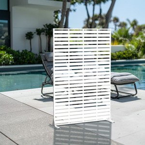 PexFix 72 in. x 47 in. Outdoor Privacy Rectangle Screen Galvanized Steel Panel Divider in White - 1 of 4