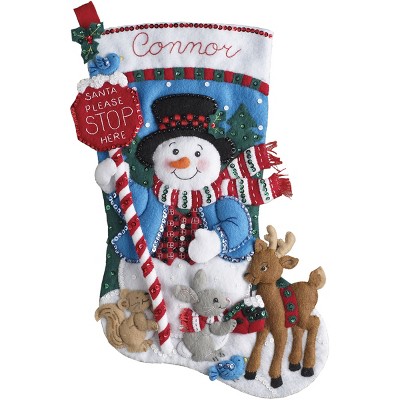 Santa Stop Here Felt Embroidery Christmas Stocking Kit