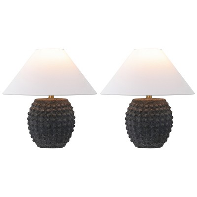 JONATHAN Y Effie Minimalist Scandinavian Ceramic/Iron Hobnail LED Table Lamp