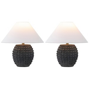 JONATHAN Y Effie Minimalist Scandinavian Ceramic/Iron Hobnail LED Table Lamp - 1 of 4