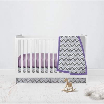 Bacati - Ikat Dots Leopard  Purple Grey Girls 3 pc Crib Set