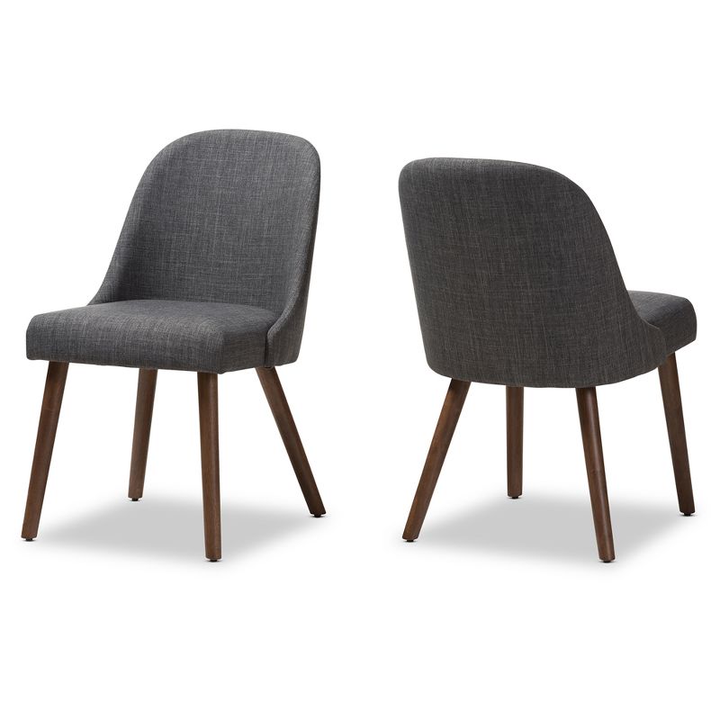 Set of 2 Cody Mid Century Modern Walnut Finished Wood Fabric Upholstered Dining Chair - Baxton Studio , 1 of 10