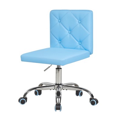 VECELO PU Leather Armless Office Chair, Adjustable Height & 360° Rolling Swivel for Home or Office