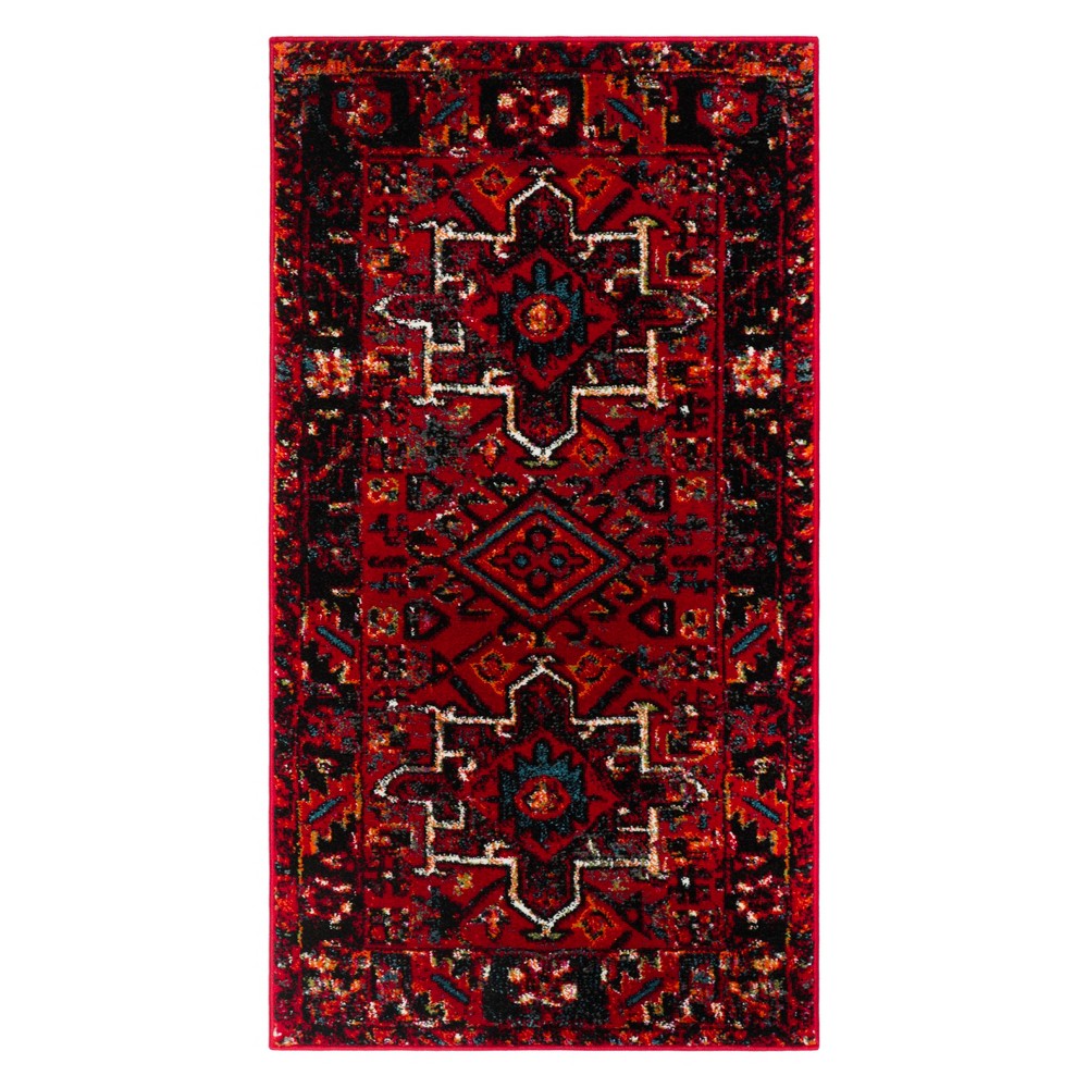  Geometric Design Loomed Accent Rug Red