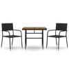 vidaXL 3 Piece Patio Dining Set Poly Rattan Black - 2 of 4