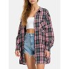 EXLURA Womens Plaid Flannel Shacket Long Sleeve Button Down Shirts Long Jackets Oversized Fall Fashion Outfits - 4 of 4