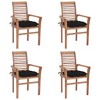 vidaXL Stackable Dining Chairs Set of 4 with Black Cushions - Fine-Sanded, Weather-Resistant Teak Wood - Ideal for Garden, Patio and Indoor Use - 2 of 4