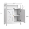 Bathroom Floor Cabinet Wooden Storage Organizer with 2 Doors, White - 4 of 4