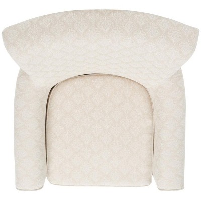 Hazina Beige Flower Pattern Club Chair with Wood Legs
