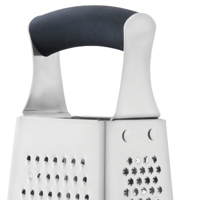 9" Stainless Steel 4-Sided Grater with Soft-Grip Handle