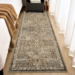 Garvee Vintage Runner Washable Area Rug for Bedroom Living Room Non-Slip Hallway Runners Accent Super Soft Thin Indoor Carpet for Dining Room Bedroom - 1 of 4