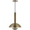 Cal Lighting Lakeland 15W Intergrated Dimmable Led Metal/Rubber Wood Pendant Light with Half Domed Metal Shade - 3 of 4