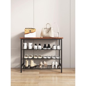 NicBex 27.56" Storage Bench Shoe Rack with Lower Shelf Coat Hooks for Entryway - 1 of 4