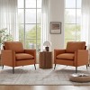 Set of 2 Faux Leather Lounge Chairs, Modern Retro Upholstered Single Sofa Armchairs with Cushions for Living Room or Bedroom-Koiai - 2 of 4