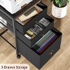Mobile File Cabinet with 3 Drawers - Compact Under Desk Storage for Home Office, Fits Letter Size & A4, Vertical Filing on Wheels - 3 of 4