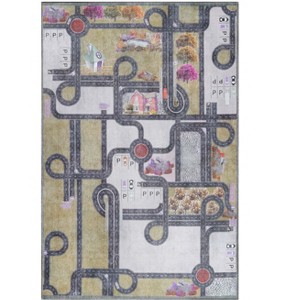 Country Road Non-Slip Kids Playroom Nursery Washable Indoor Area Rug by Blue Nile Mills - 1 of 4