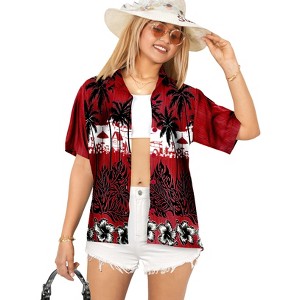LA LEELA Button Down Shirt Casual Summer Beach Party Short Sleeve Blouse Shirt Colorful Button Up Dress Hawaiian Shirts Tank Top - 1 of 4