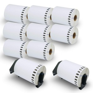 BETCKEY - Compatible Continuous Labels Replacement for Brother DK-2243 Use with Brother QL Label Printers 10 Rolls + 2 Reusable Cartridges - 1 of 4