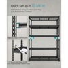 SONGMICS 5-Tier Storage Shelves, Heavy-Duty Garage Shelving, Adjustable Shelving Unit, Steel Shelf, 2,200 lb Load, 24 x 48 x 72 Inches, Ink Black - image 3 of 4