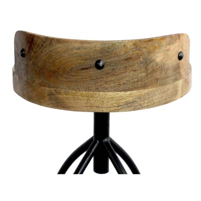 Adjustable Saddle-Style Swivel Bar Stool in Walnut & Black Metal