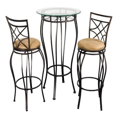 3pc Galaxy Bistro Bar Height Dining Set Brown - Home Source